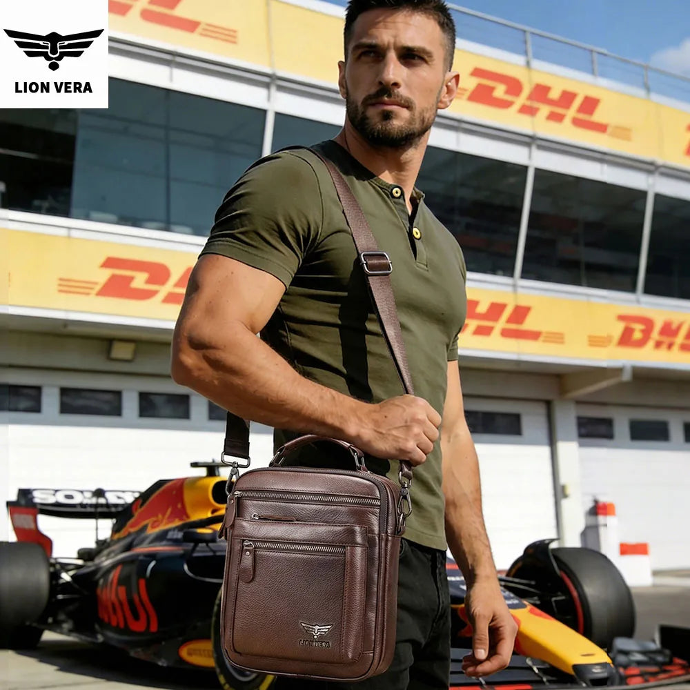 Men's Genuine Leather Shoulder Bag – Large Capacity Business Crossbody