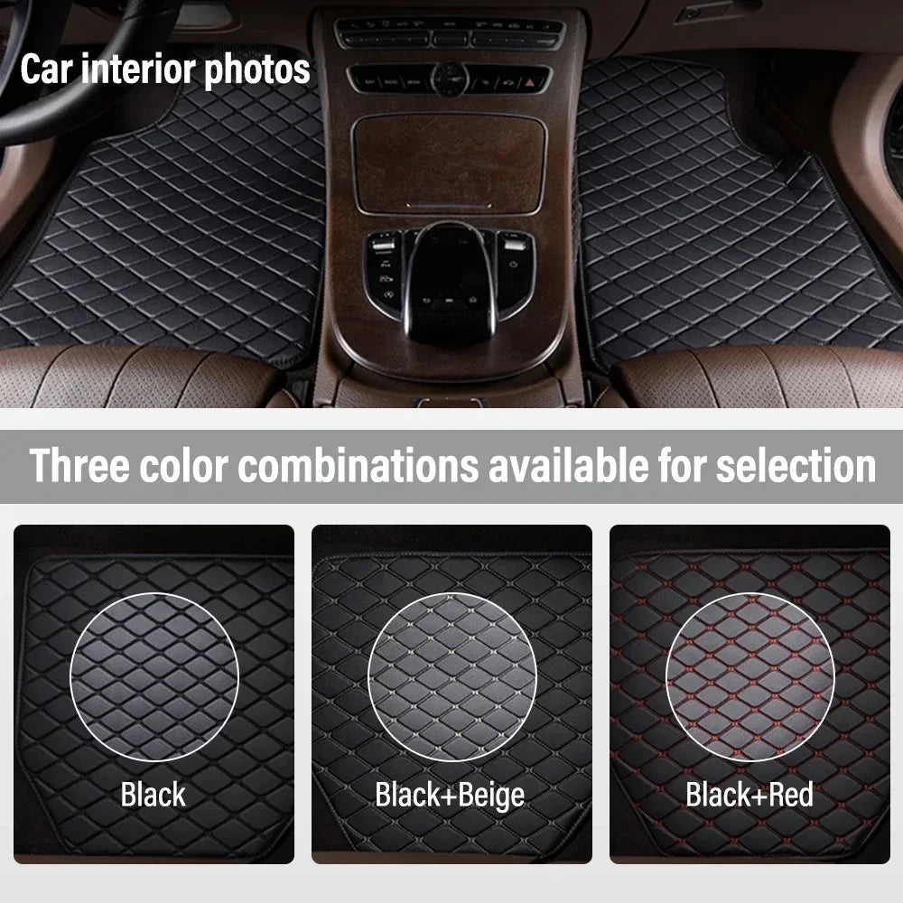 Universal PU Leather Car Floor Mats 5pcs – Waterproof Set