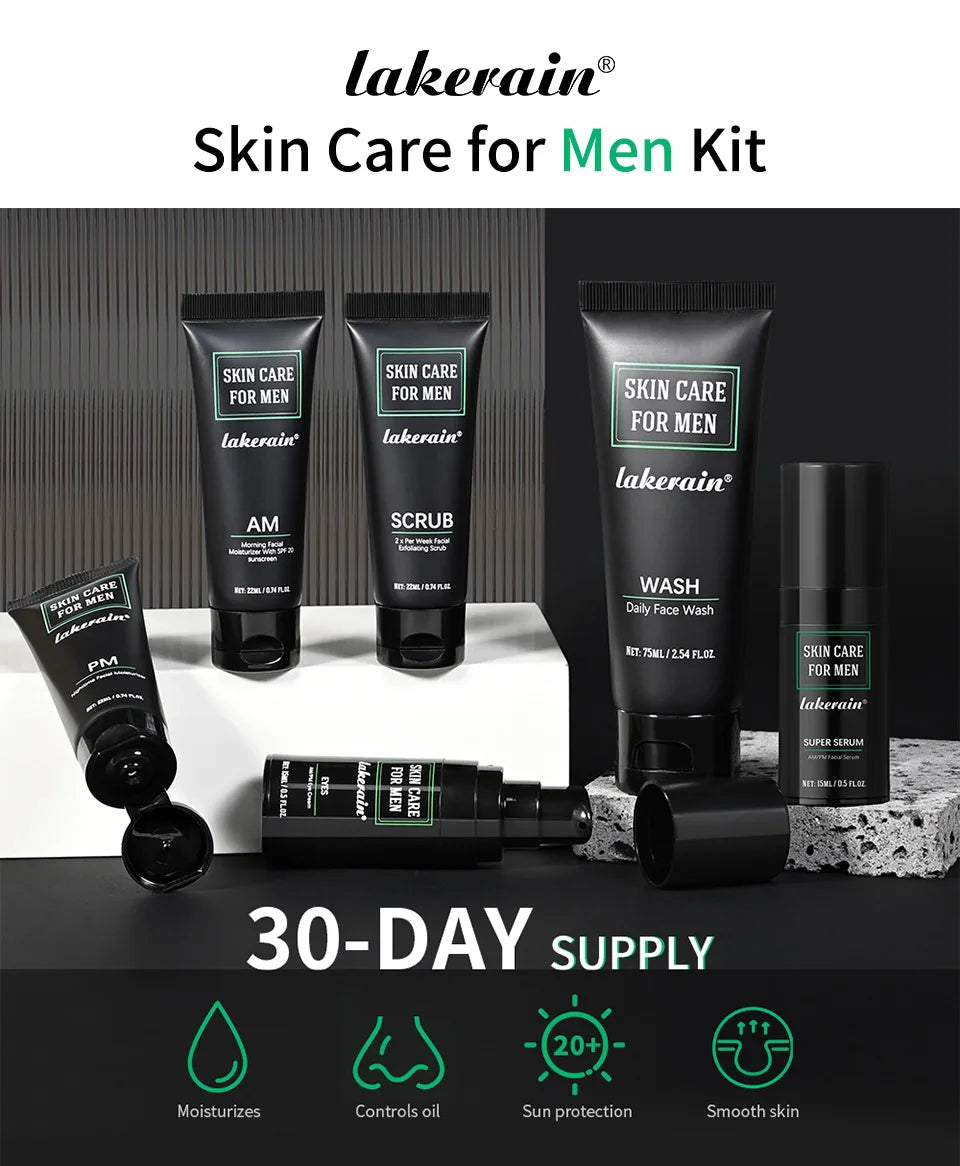 Men's Skin Care Kit – 3-in-1 Face Wash, Moisturiser & Eye Cream Daily Set