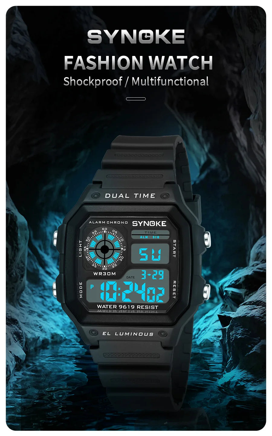 SYNOKE Military Digital Watches Men Sports Luminous Chronograph Waterproof Male Electronic Wrist Watches Relogio Masculino