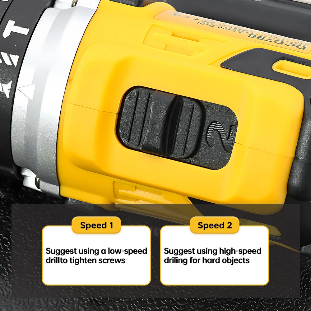 DEWALT DCD796 Compact Cordless Brushless Impact Drill — LED Light 20V Multi-Function Power Tool