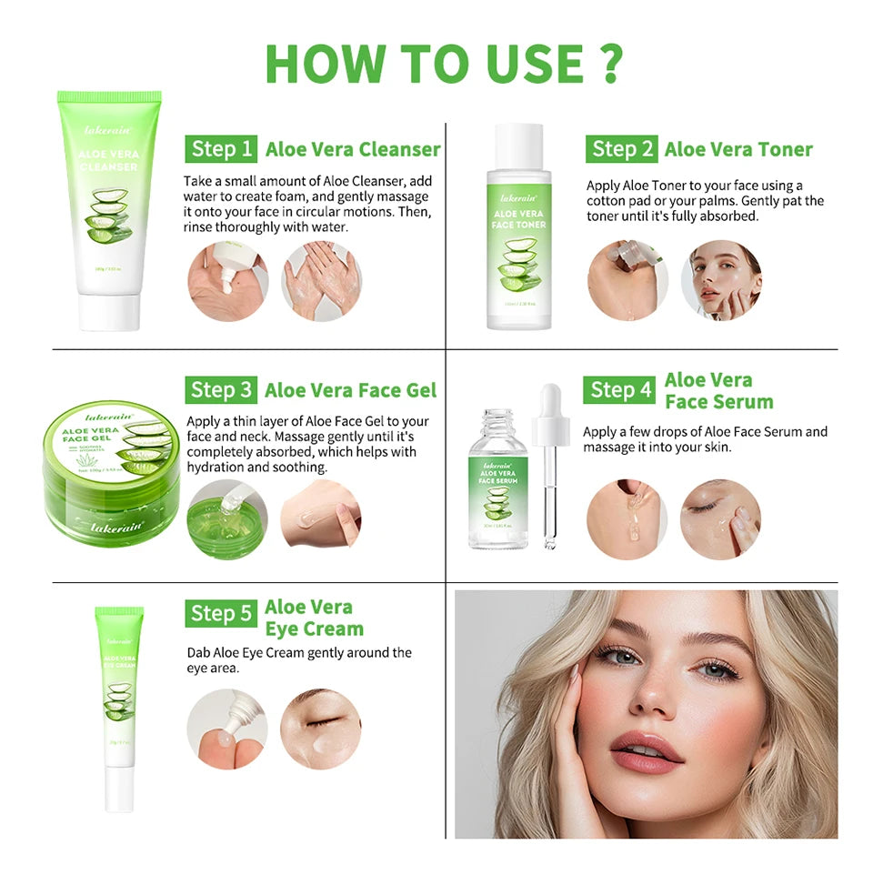 Aloe Vera Skin Care Set – 6-in-1 Deep Moisturising, Brightening & Nourishing Kit