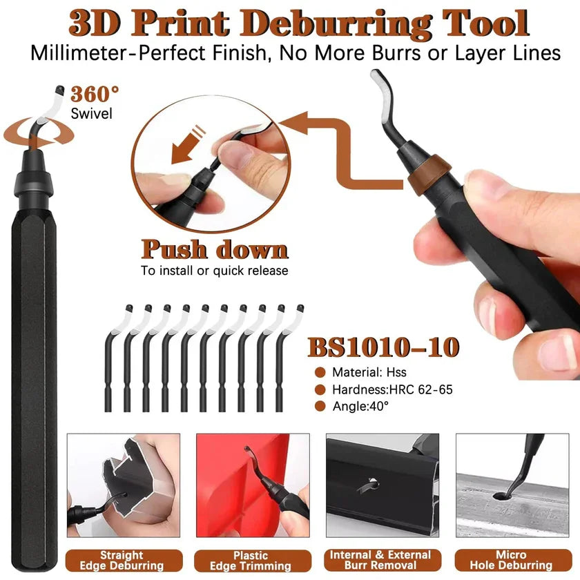 66x 3D Printer Tools Kit with Storage Case for FDM SLA Printers Deburring Tool Scrapers Metal Files Brushes Hand Drill Tweezers