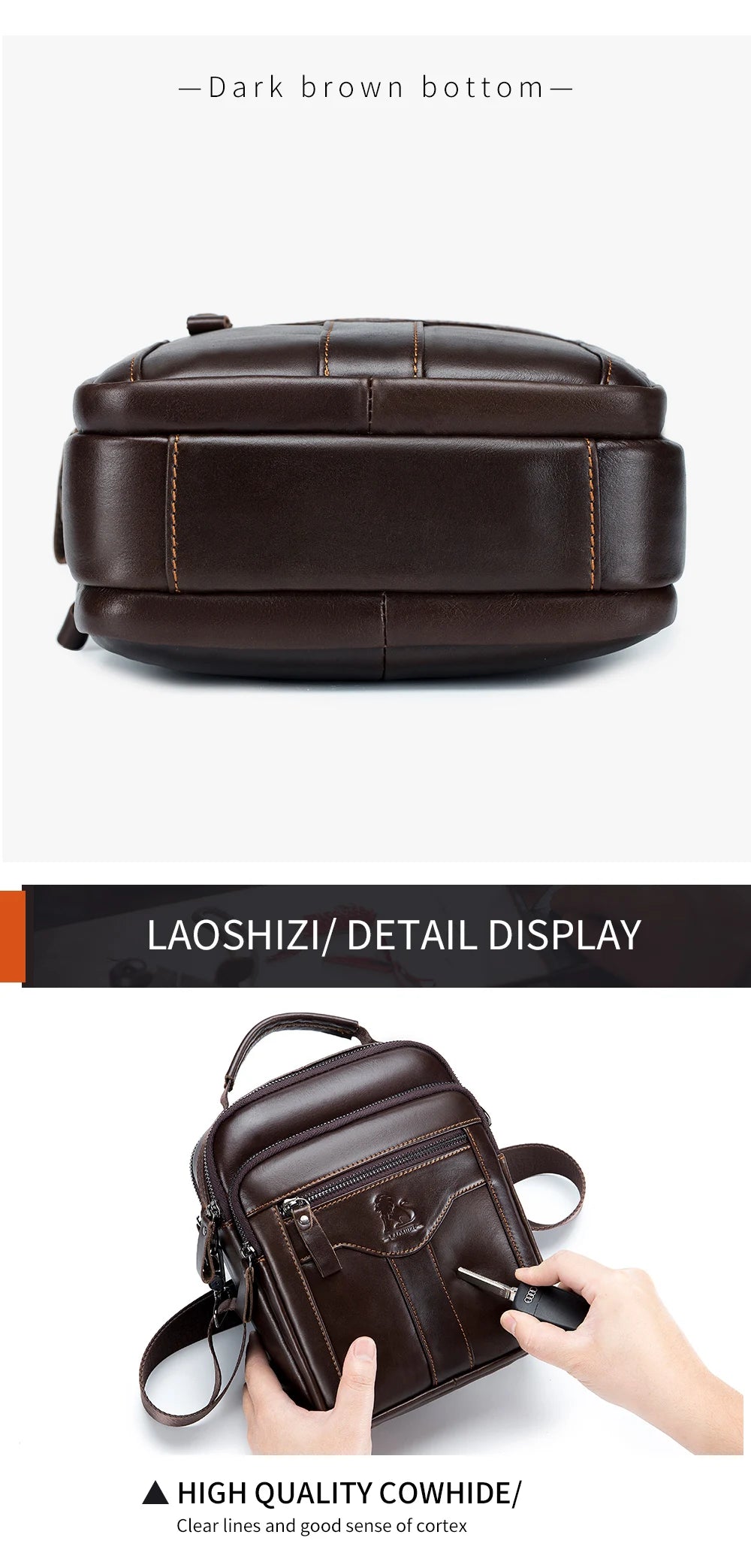 Men's Retro Cowhide Leather Crossbody Bag – Trendy Shoulder Bag