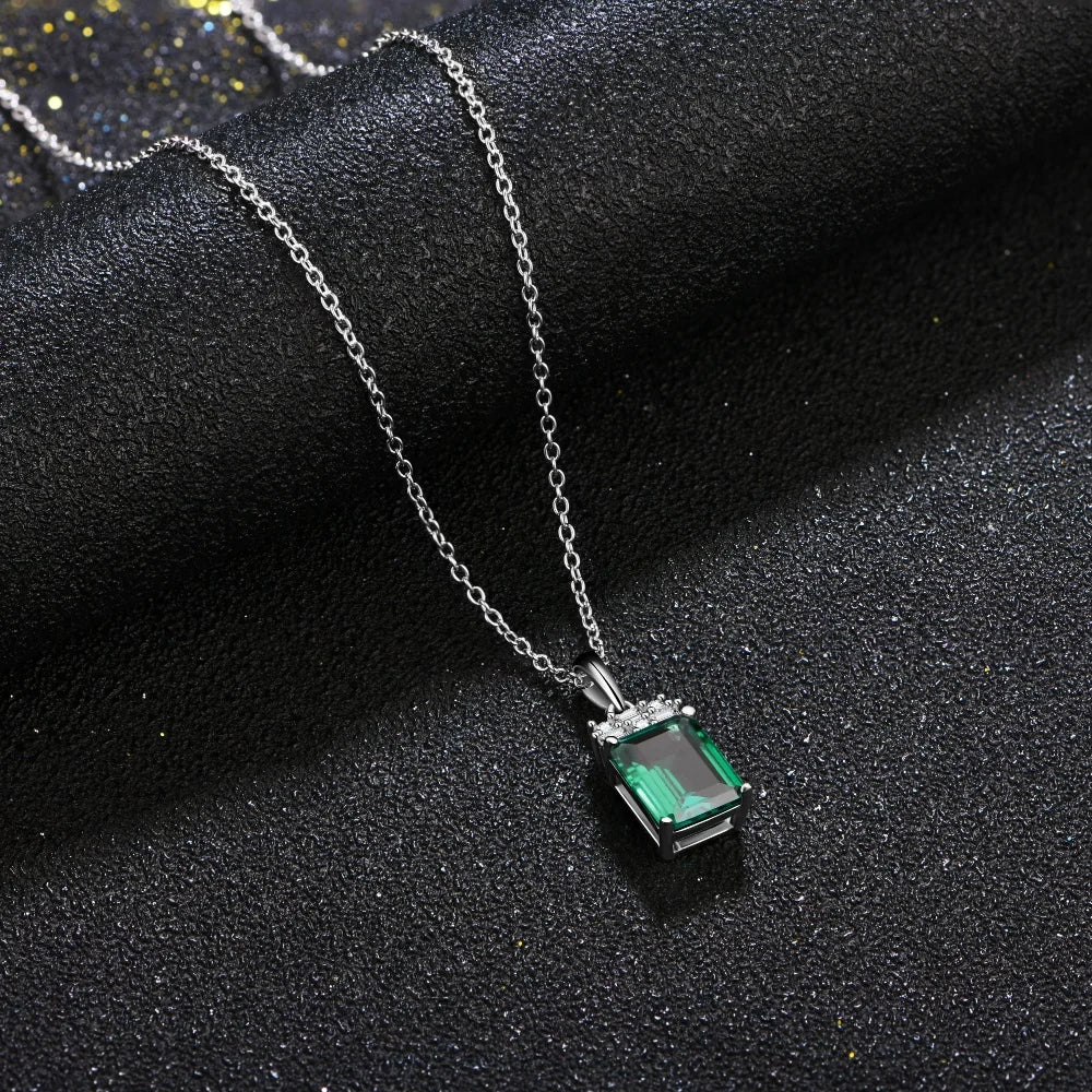 CHARMING Sparkling 2.0CT Created Emerald Pendant Necklace Octagon Shape S925 Silver Fashion Fine Party Jewelry With Certificate