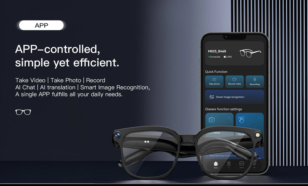2026 New Smart AI Glasses with 8MP HD Camera 1080P Video Recording ChatGPT Integration Bluetooth Eyewear Business Travel Glasses