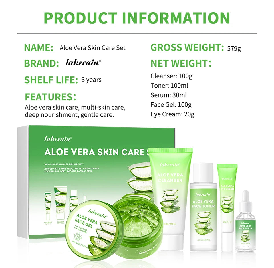 Aloe Vera Skin Care Set – 6-in-1 Deep Moisturising, Brightening & Nourishing Kit