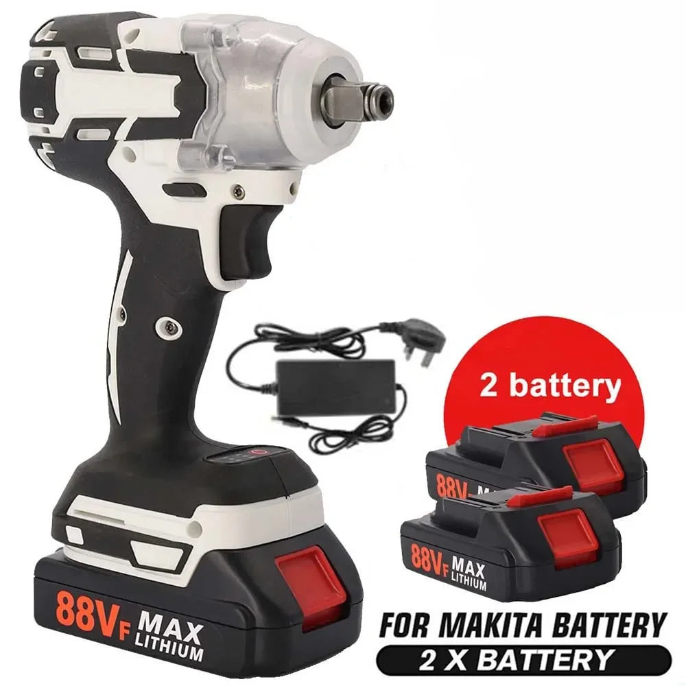Cordless Electric Impact Wrench Set 380NM — Li-ion Battery High Power Driver with Toolbox