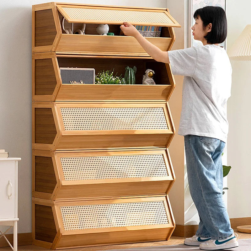 Modern Storage Cabinet Bookcase – Display Dresser with Adjustable Shelves & Doors