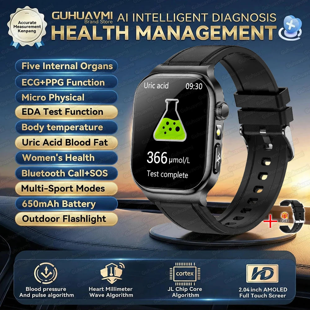 AMOLED Health Smartwatch with ECG, Blood Oxygen, Blood Pressure & Body Fat Tracking