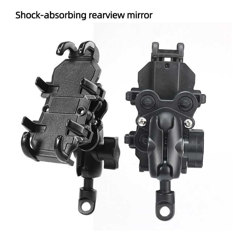 Motorcycle Electric Bike Mobile Phone Holder Aluminum Handlebar Bicycle Riding Bracket GPS Mount Phone Holder W/ Shock Absorber