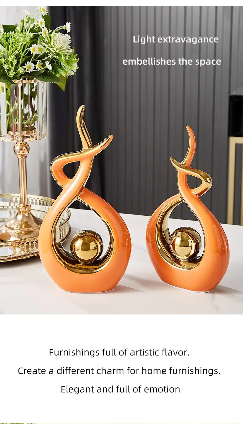Nordic Home Decor Figurines for Interior Living Room Desk Ceramics Decoration Accessories Statue Sculpture Feng Shui Ornaments