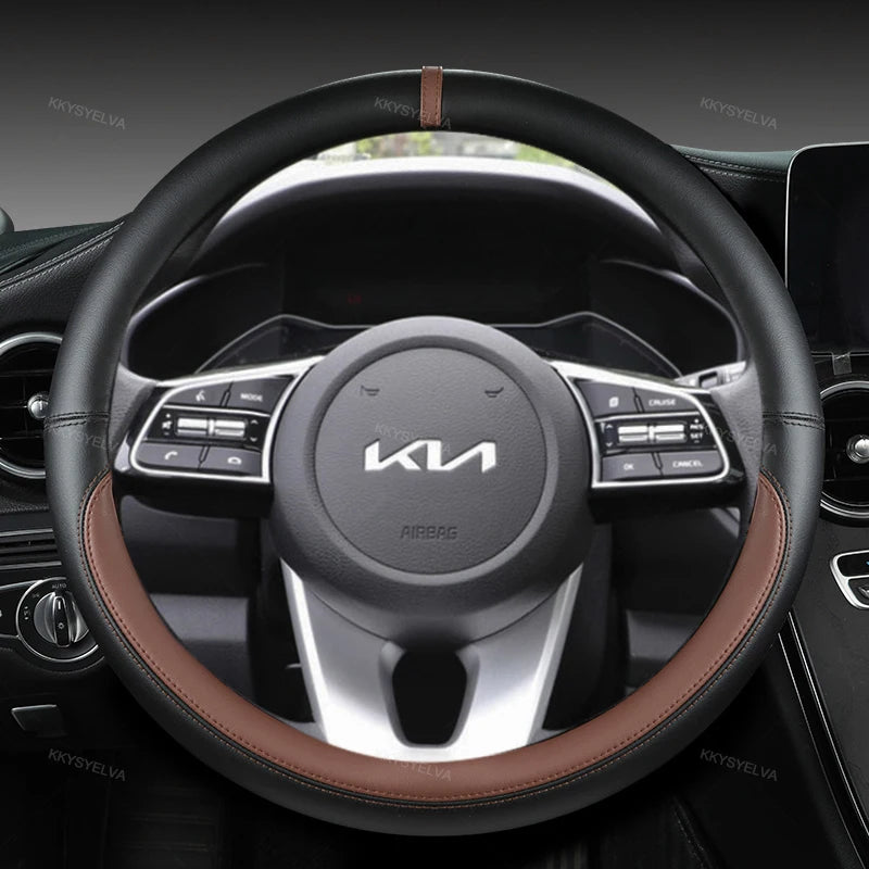 Steering Wheel Cover 38cm Leather – Kia Sportage Ceed Rio Sorento K2-K5