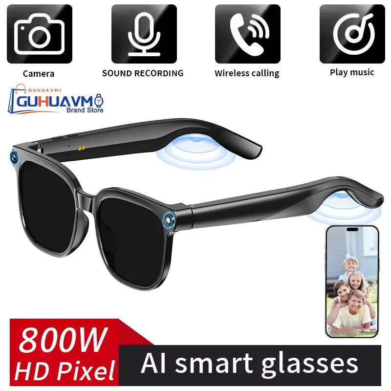 2026 New Smart AI Glasses with 8MP HD Camera 1080P Video Recording ChatGPT Integration Bluetooth Eyewear Business Travel Glasses