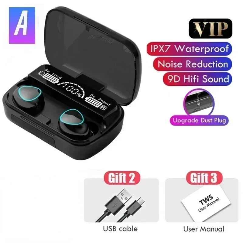 M10 Bluetooth Earphones HiFi Stereo Wireless Earbuds with LED Display
