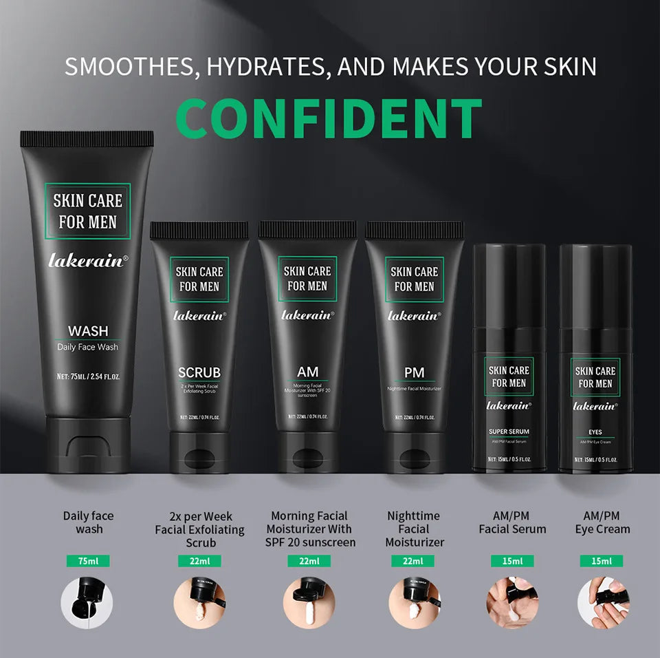 Men's Skin Care Kit – 3-in-1 Face Wash, Moisturiser & Eye Cream Daily Set