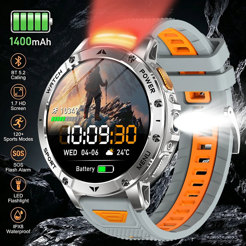 1.7-Inch IPS Smartwatch with Bluetooth Calls, SOS & 120+ Sports Modes