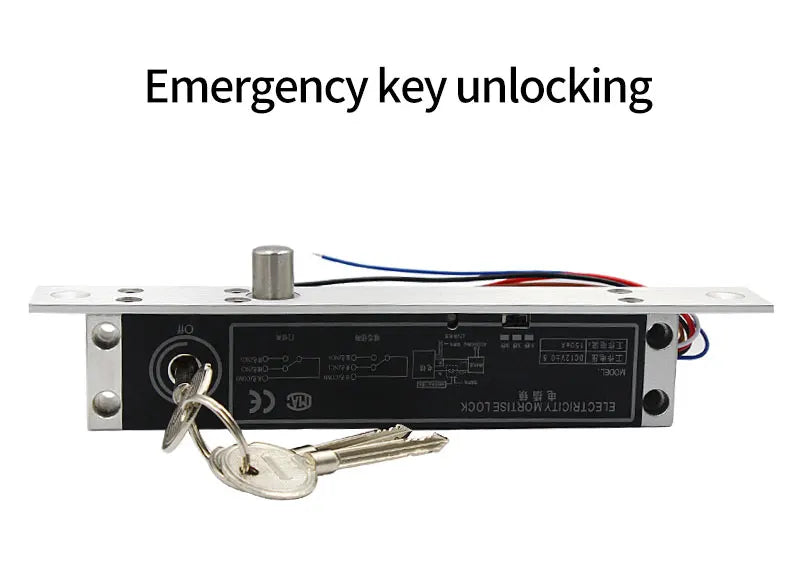 12V Fail Secure Electric Drop Bolt Lock for Electronic Door Access Control System Deadbolt Lock with Mechanical Key Time Delay