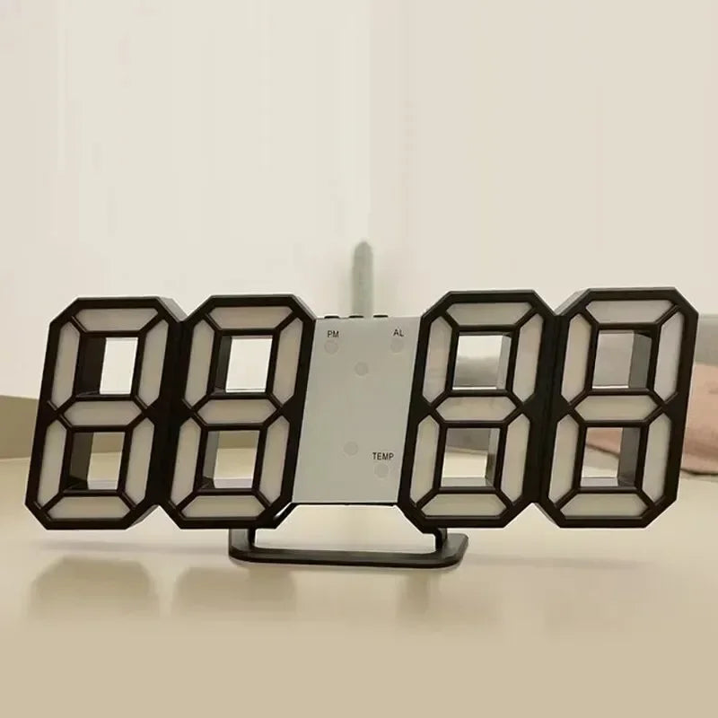 LED Digital Wall Clock with Alarm, Modern Home Decor for Bedroom and Living Room