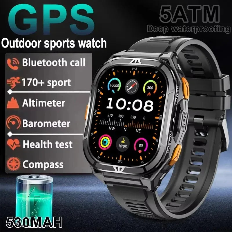 Men's GPS Smart Watch 1.96" AMOLED with Compass & Bluetooth Call