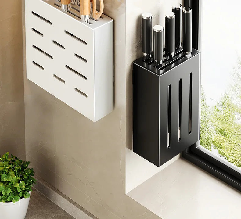 Kitchen Knife Holder Knife Storage Rack No Punching Wall-mounted Storage Box Knife Storage Box Household Knife Storage Seat