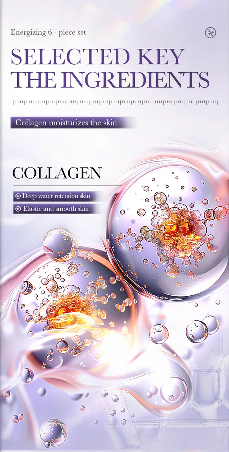 BIOAOUA Collagen Anti-Wrinkle Skincare Set – 6pcs with Eye Cream, Face Cream, Toner & Serum
