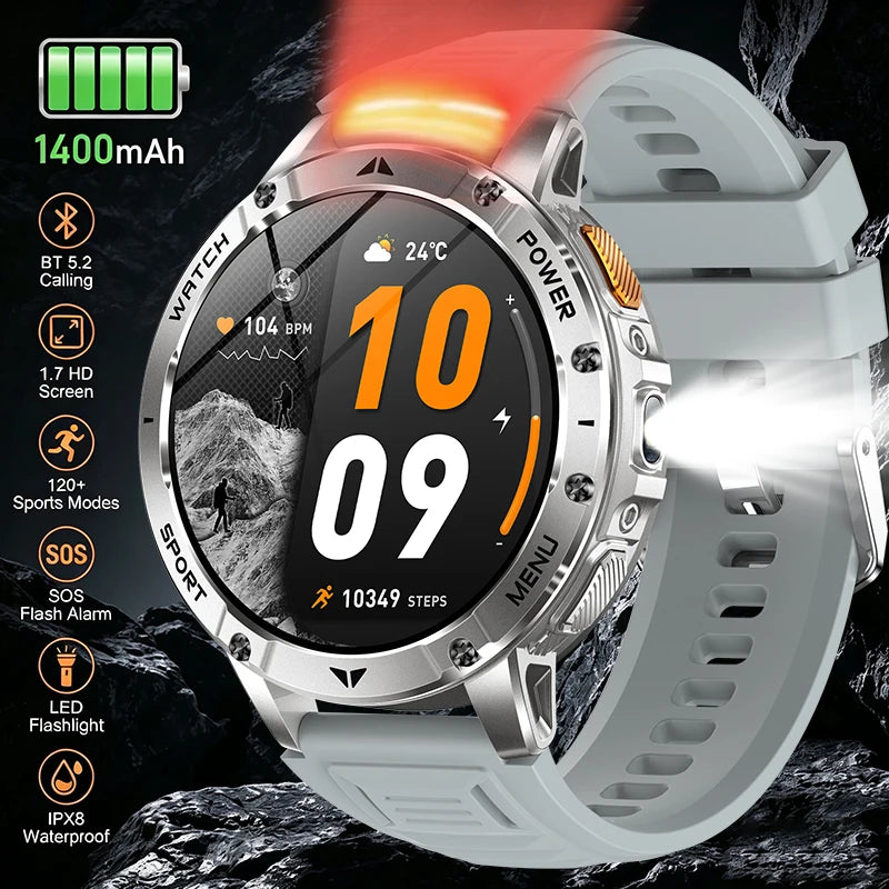 1.7-Inch IPS Smartwatch with Bluetooth Calls, SOS & 120+ Sports Modes