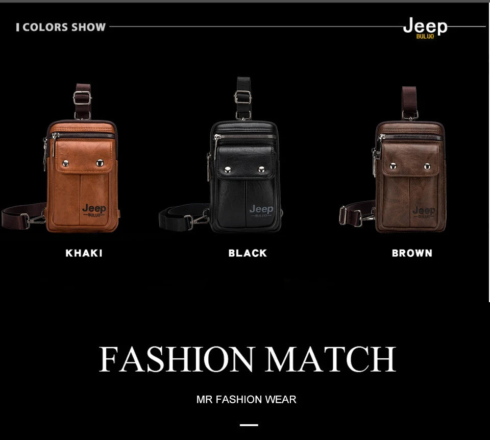 JEEP BULUO Small Multi-function Sling Crossbody Bag Brand Men Shoulder Bag Legs Waist Bag For Man New Fashion Casual Cool Mini