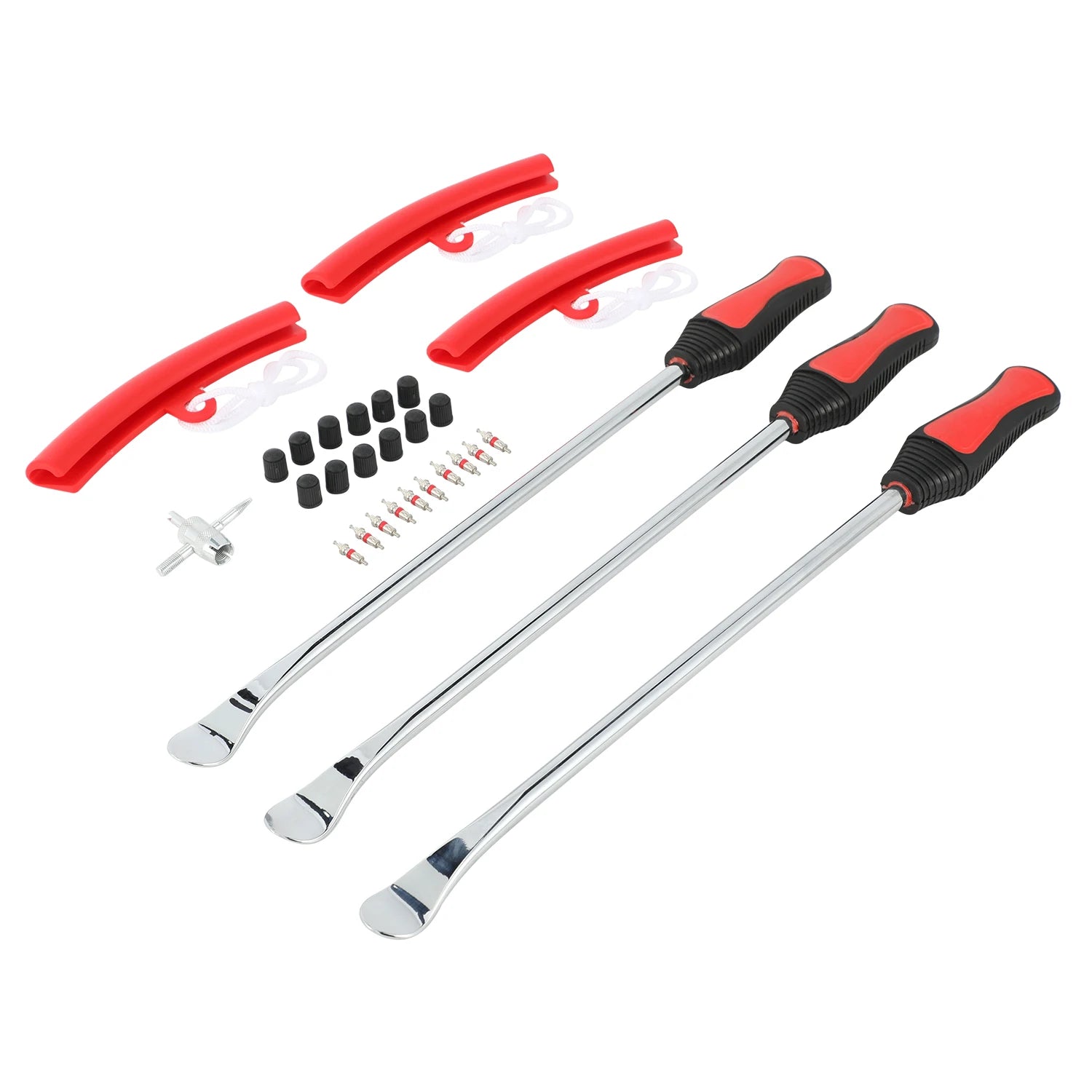 Motorcycles Bicycle Tire Changing Levers Repair Tool Set Tire Spoon Lever Tire Protector Valve Cap Valve Cores For Dirt Pit Bike