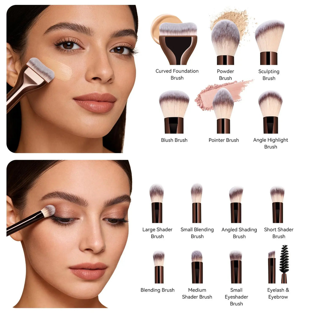 14pcs Professional Makeup Brushes – Premium Synthetic Travel Set