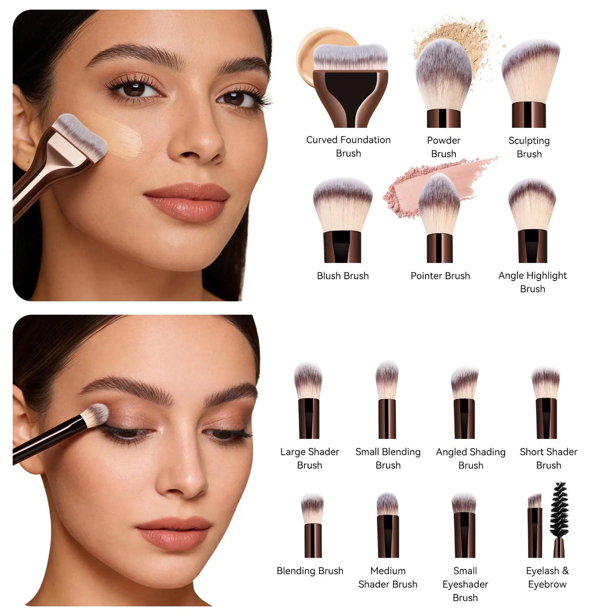 14pcs Professional Makeup Brushes – Premium Synthetic Travel Set