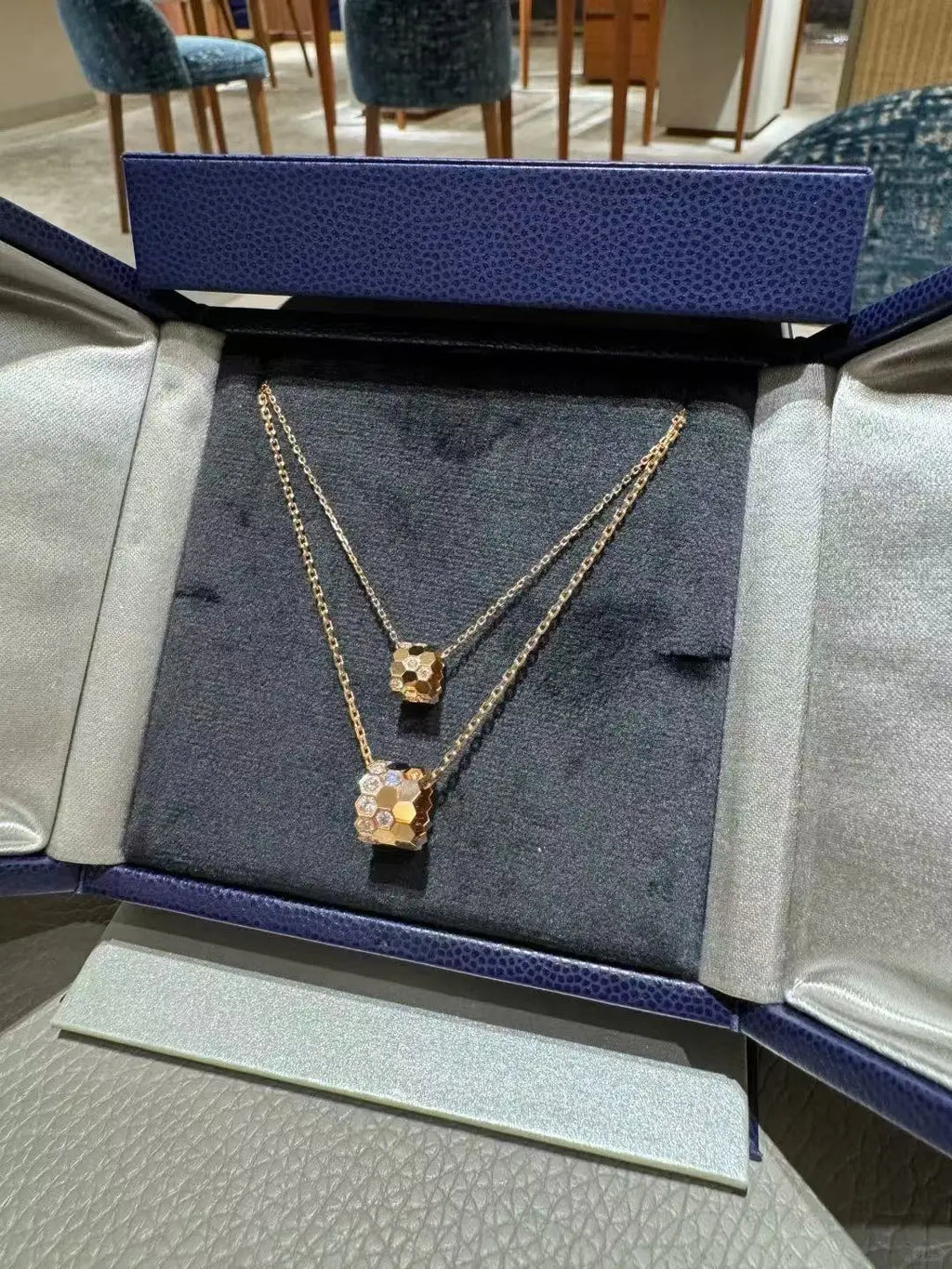 Honeycomb Design S925 Pure Silver Necklace With Diamond inlay, luxurious and Exquisite Women's Fashion Jewelry, Wedding Gift