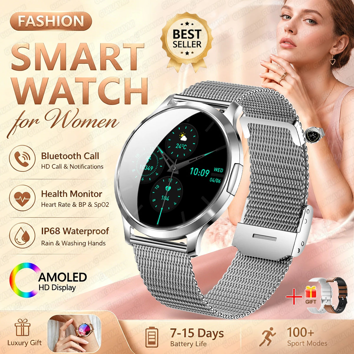1.32-Inch AMOLED Smartwatch with 100+ Sports Modes & Bluetooth Calling