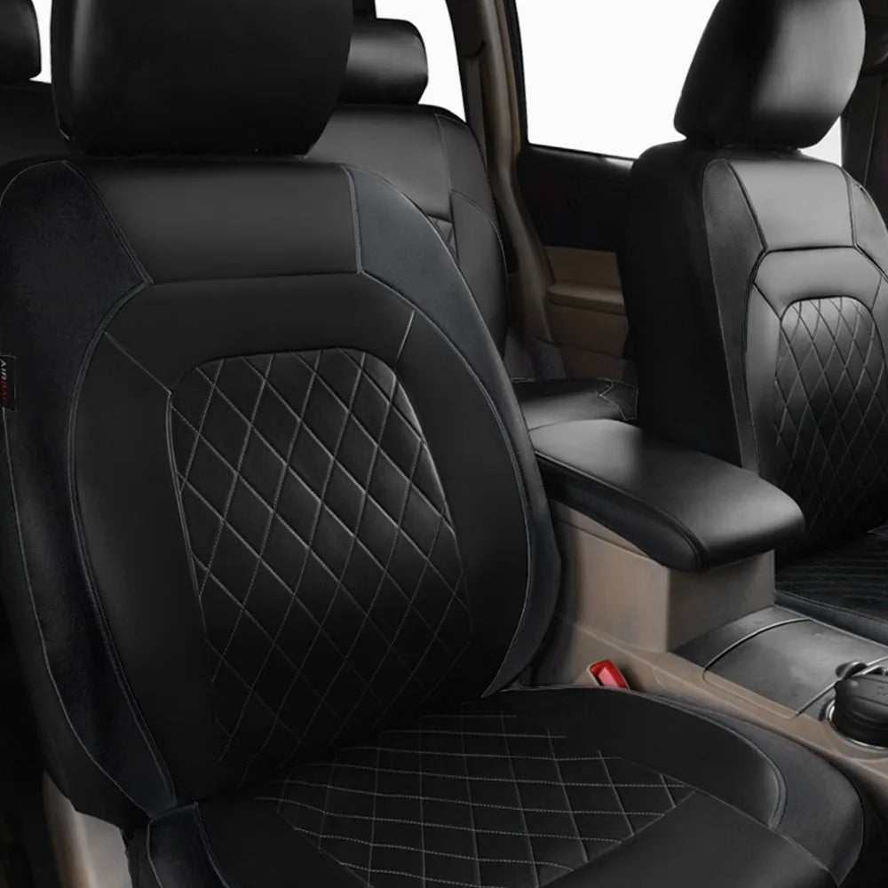 SEAMETAL Full-Surrouded Car Seat Cover Breathable Leatherette Seat Cushion Anti Scratch Seat Protector Cover for Sedan Suv Truck