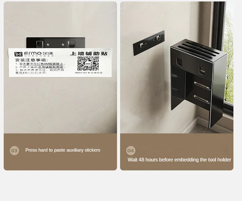 Kitchen Knife Holder Knife Storage Rack No Punching Wall-mounted Storage Box Knife Storage Box Household Knife Storage Seat