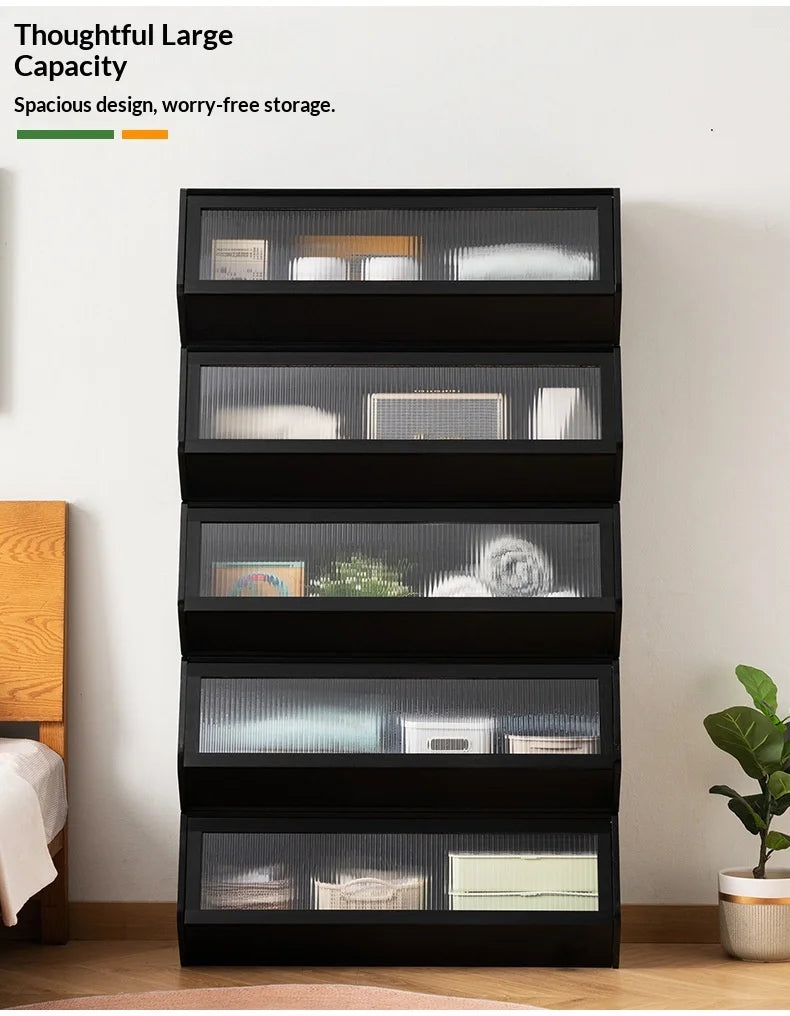 Modern Storage Cabinet Bookcase – Display Dresser with Adjustable Shelves & Doors