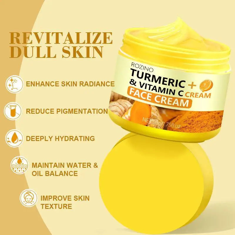 Turmeric & Lemon Skincare Series – Soap, Cleansing Pad, Face Cream & Serum for All Skin Types
