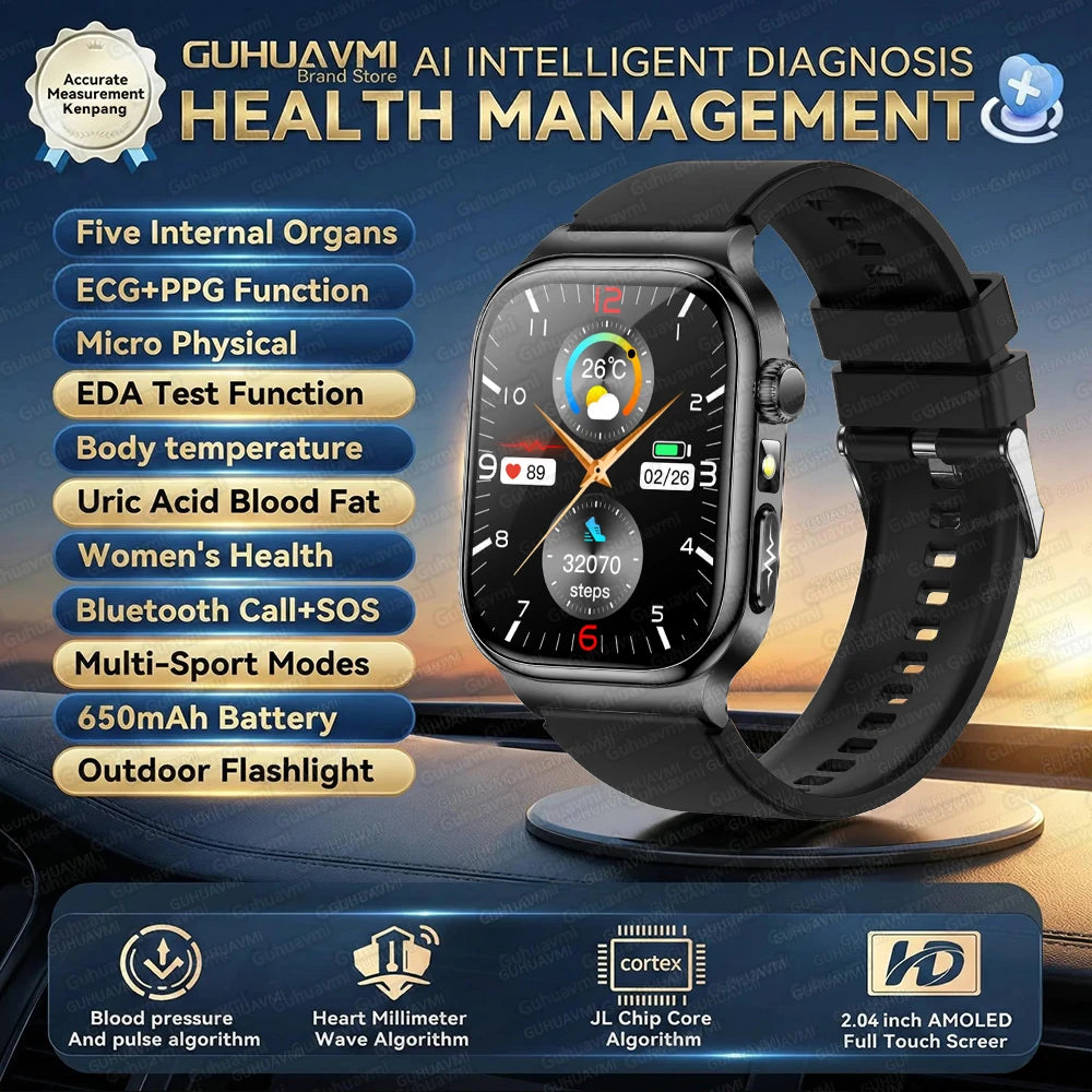 AMOLED Health Smartwatch with ECG, Blood Oxygen, Blood Pressure & Body Fat Tracking