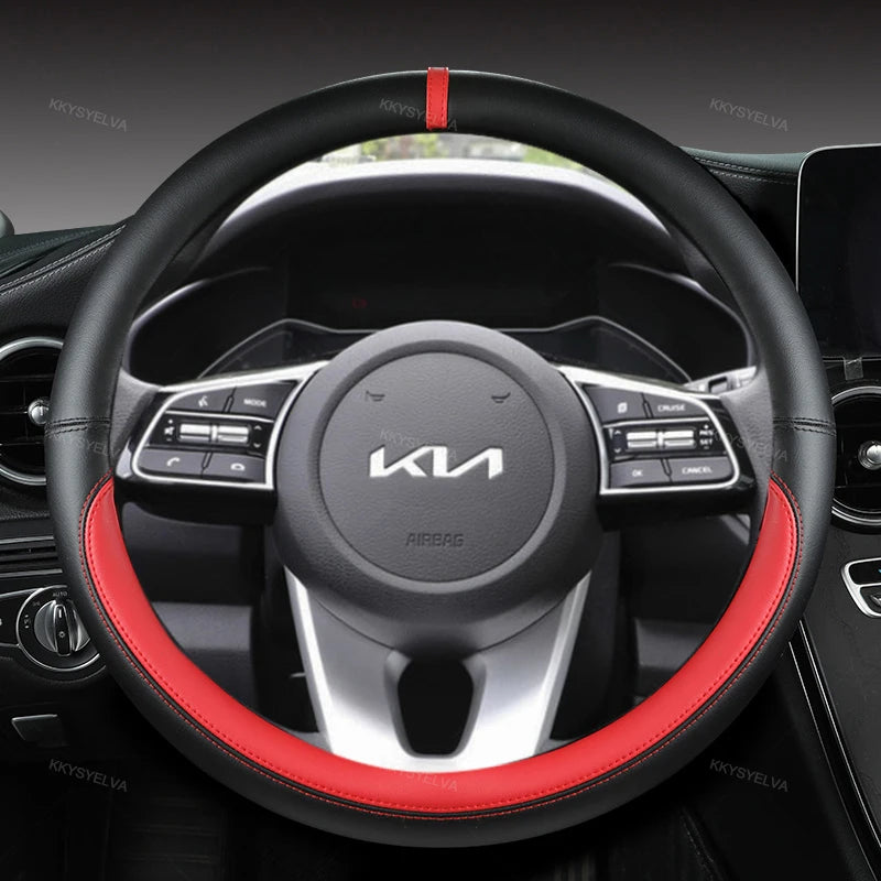 Steering Wheel Cover 38cm Leather – Kia Sportage Ceed Rio Sorento K2-K5