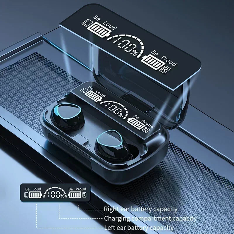 M10 Bluetooth Earphones HiFi Stereo Wireless Earbuds with LED Display