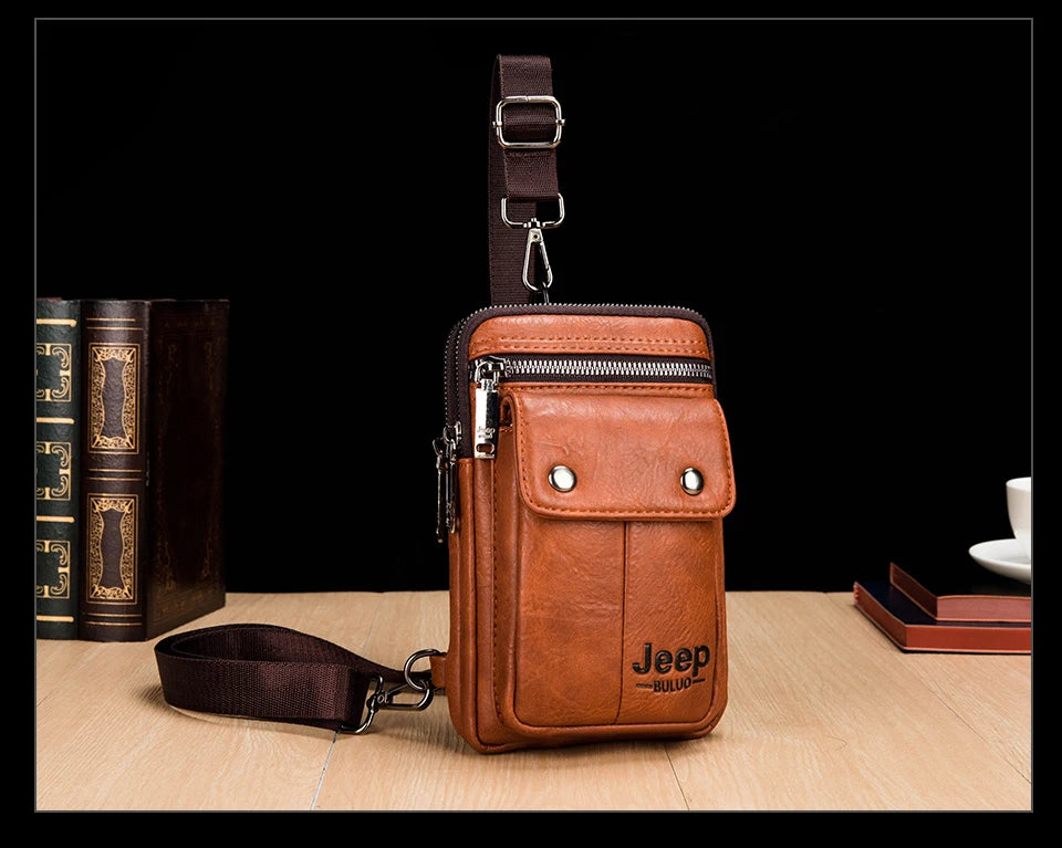 JEEP BULUO Small Multi-function Sling Crossbody Bag Brand Men Shoulder Bag Legs Waist Bag For Man New Fashion Casual Cool Mini