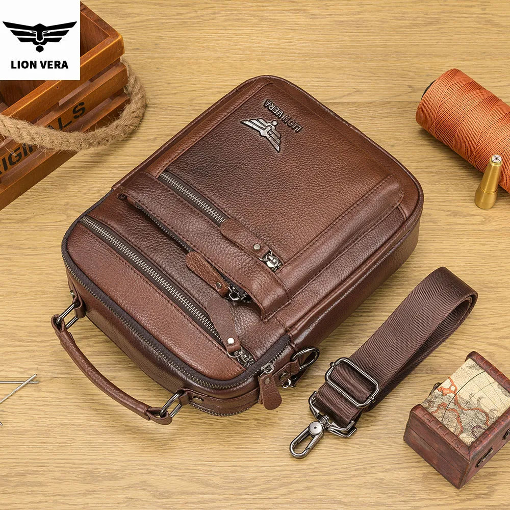Men's Genuine Leather Shoulder Bag – Large Capacity Business Crossbody