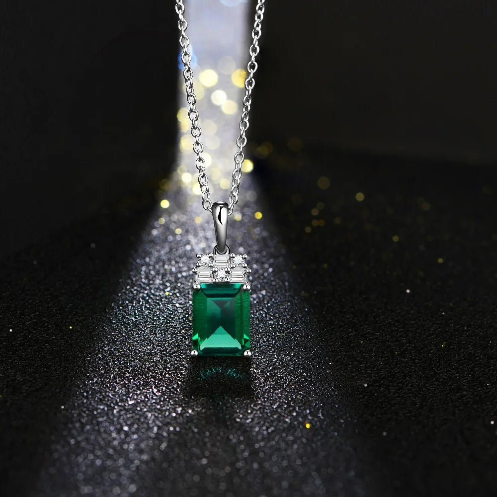 CHARMING Sparkling 2.0CT Created Emerald Pendant Necklace Octagon Shape S925 Silver Fashion Fine Party Jewelry With Certificate
