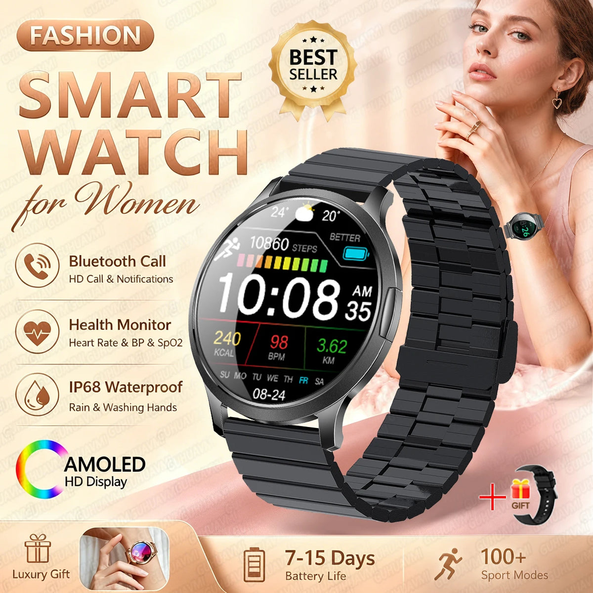 1.32-Inch AMOLED Smartwatch with 100+ Sports Modes & Bluetooth Calling