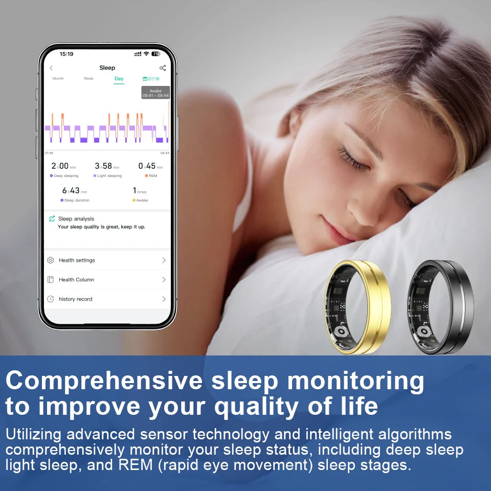 Smart Health Ring 5ATM Waterproof – Heart Rate, Blood Oxygen & Sleep Tracker