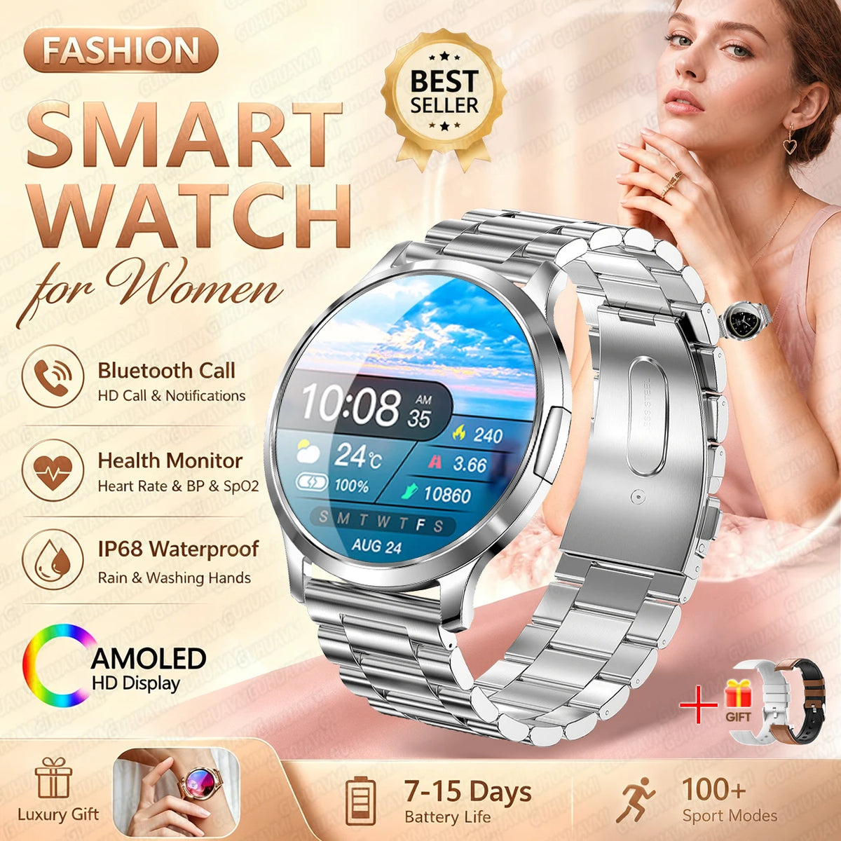 1.32-Inch AMOLED Smartwatch with 100+ Sports Modes & Bluetooth Calling