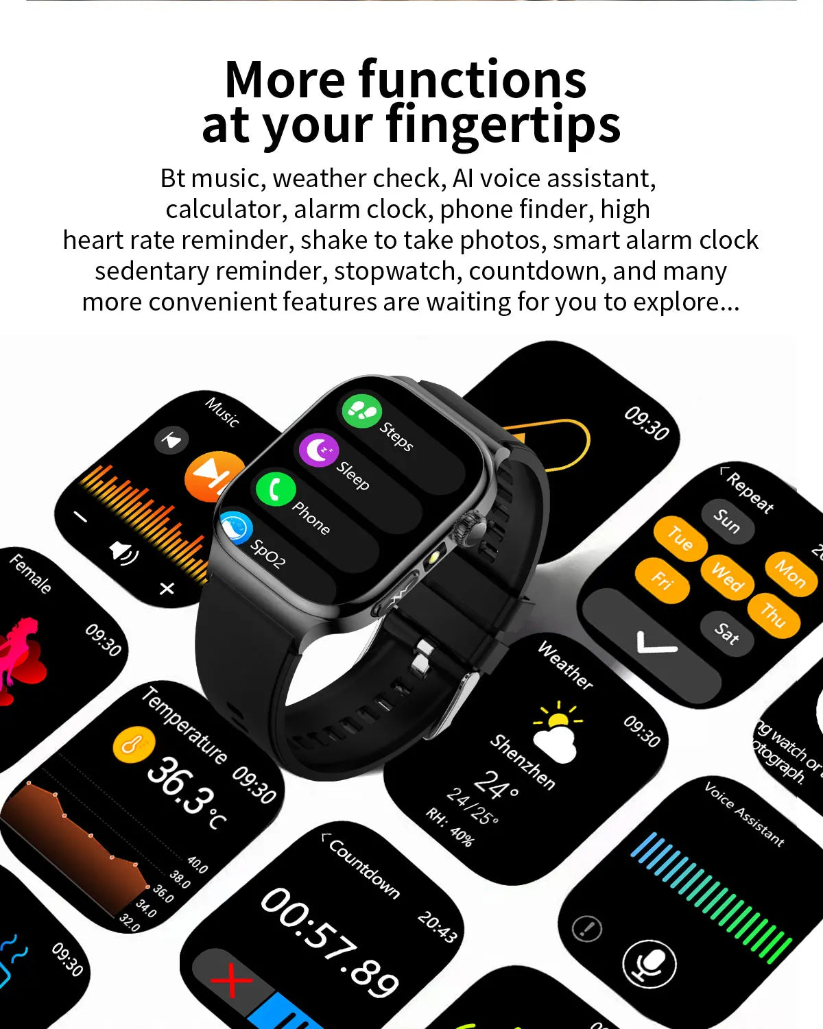 AMOLED Health Smartwatch with ECG, Blood Oxygen, Blood Pressure & Body Fat Tracking