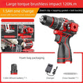 Brushless Cordless Impact Drill – Electric Screwdriver with Metal Chuck