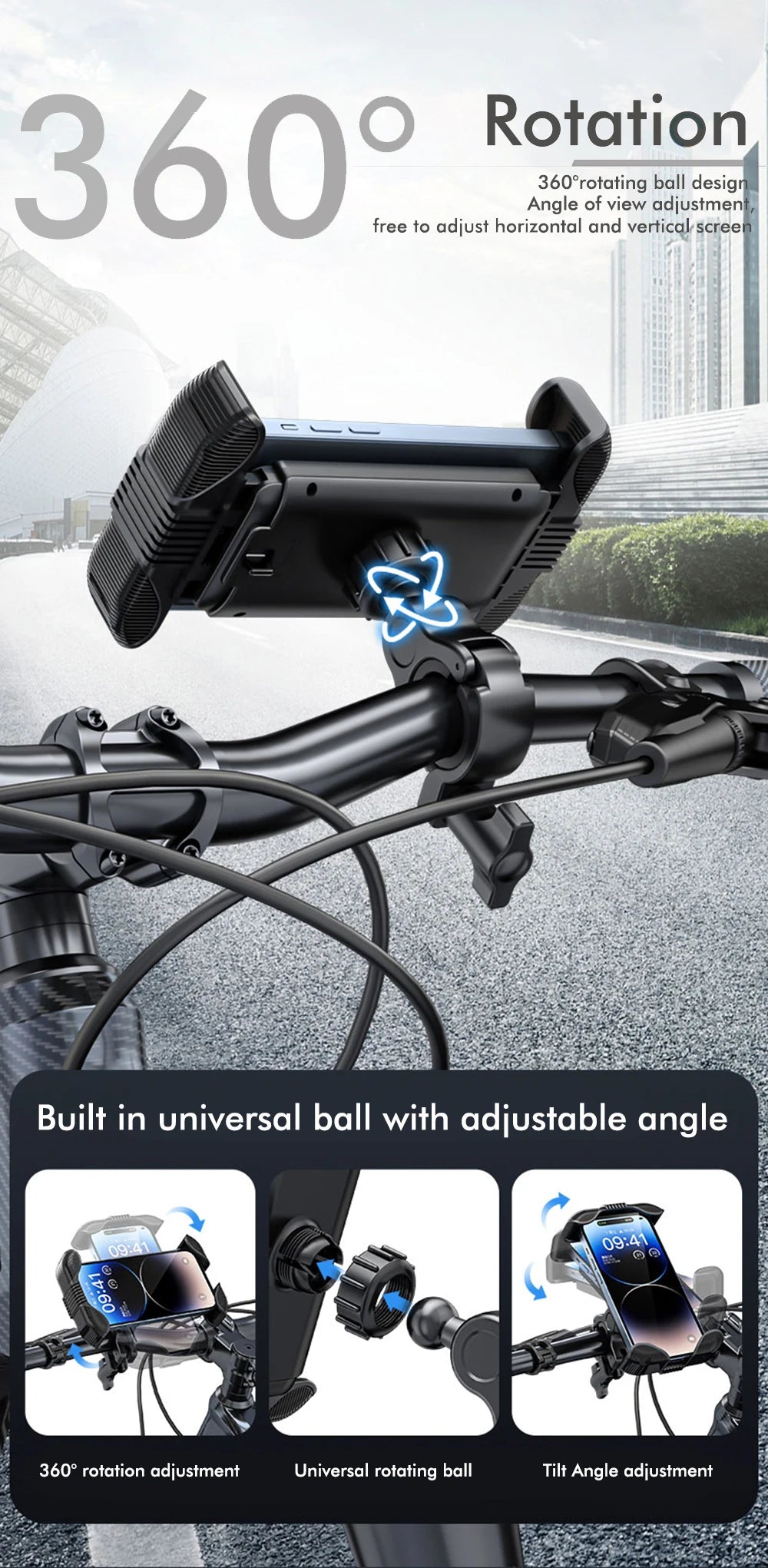 Bike Phone Holder Motorcycle Rearview Mirror Phone Mount Stand Bike Scooter Handlebar Cradle Clip Outdoor Navigation Universal
