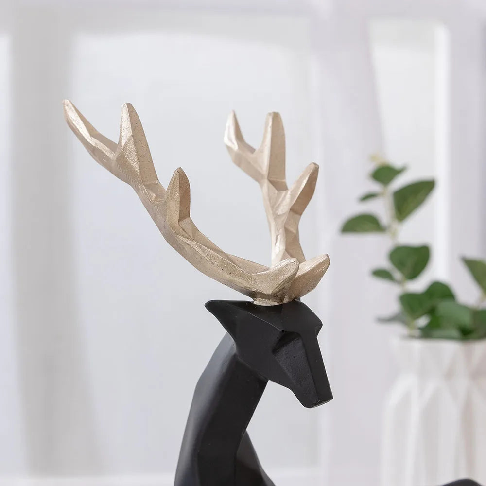European Resin Geometric Deer Ornament, Decorative Craft for Living Room